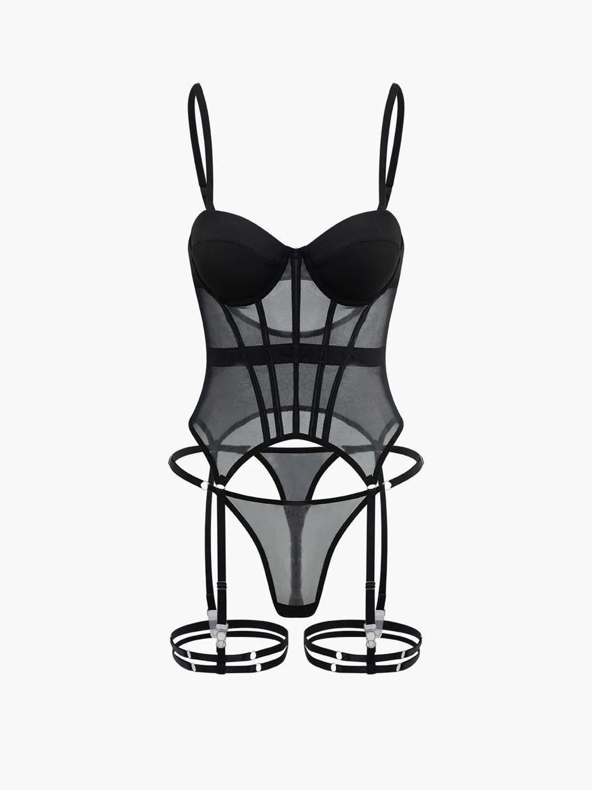 Aria Corset Lingerie Set In Black