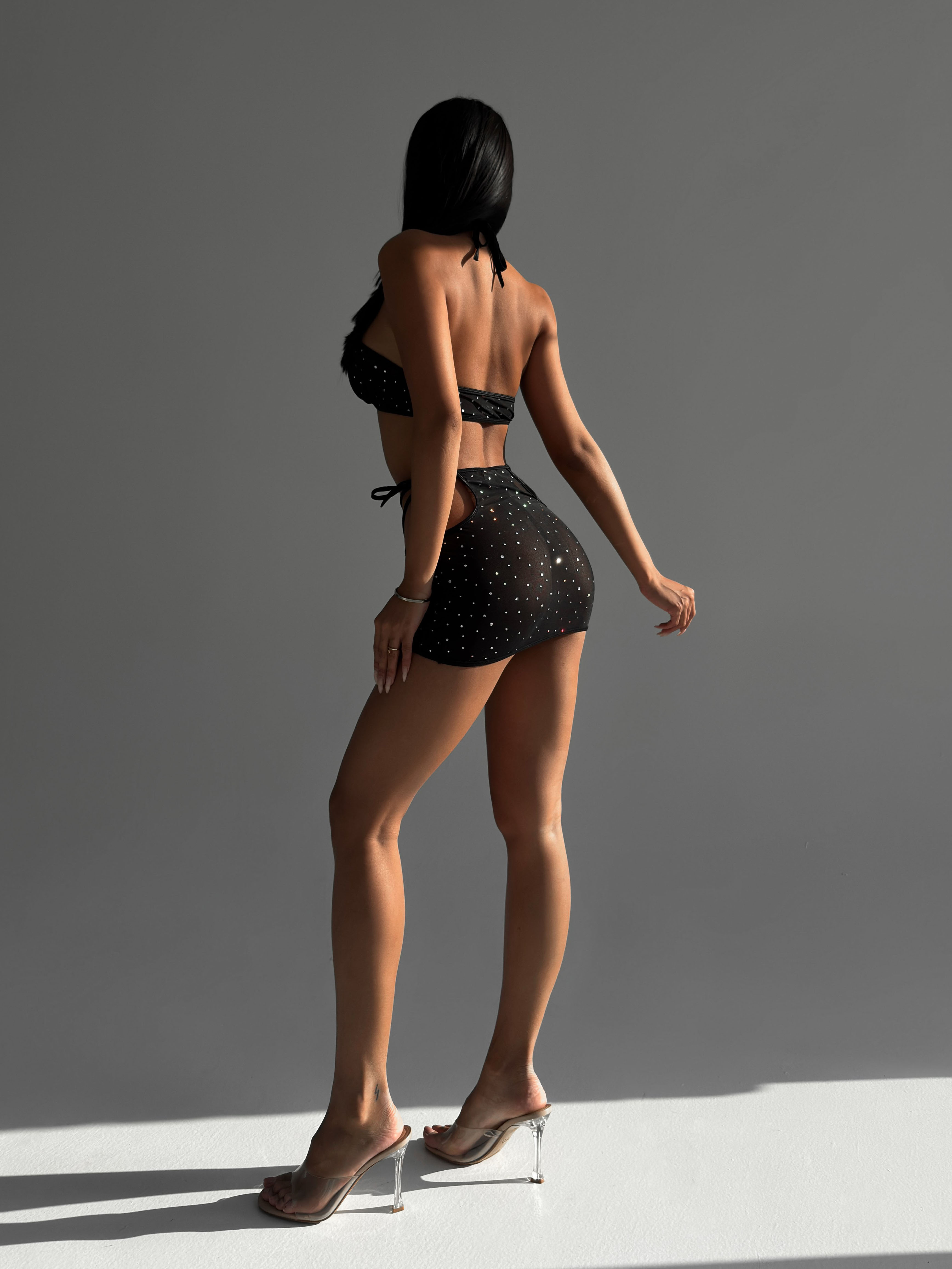 Ava Sparkle Lingerie Set In Black