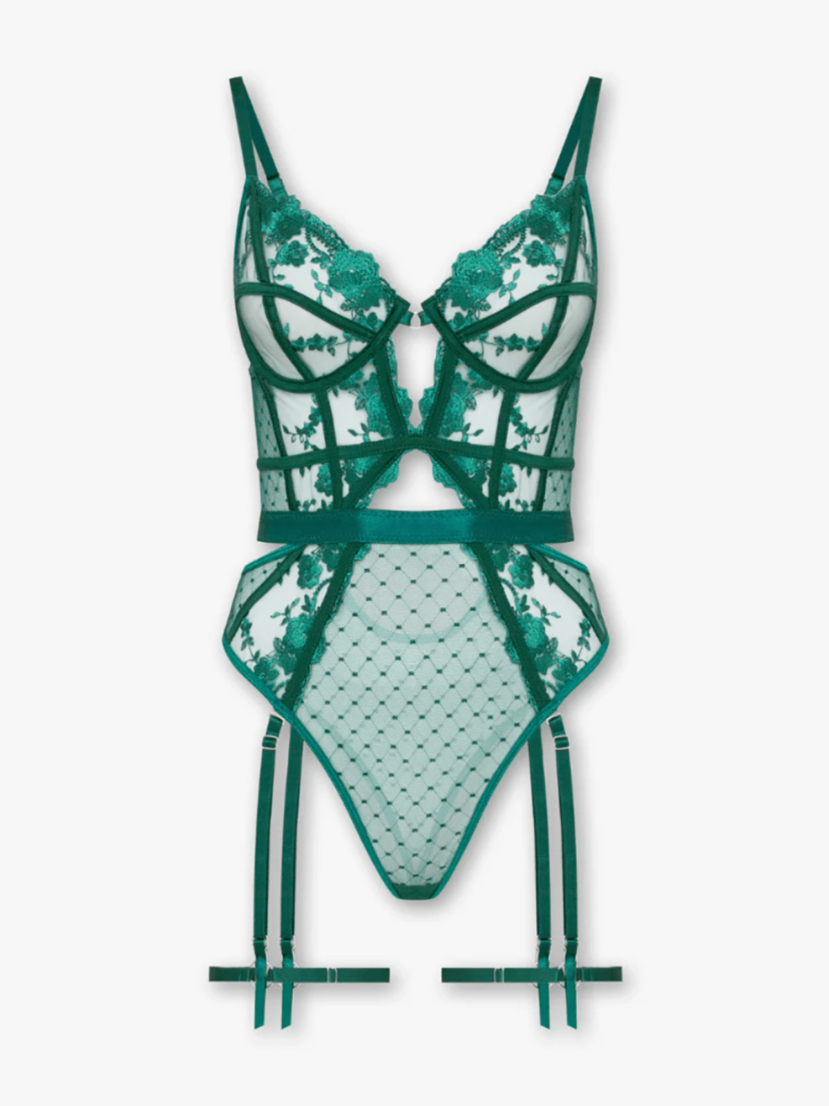 Camila Cage Bodysuit In Emerald
