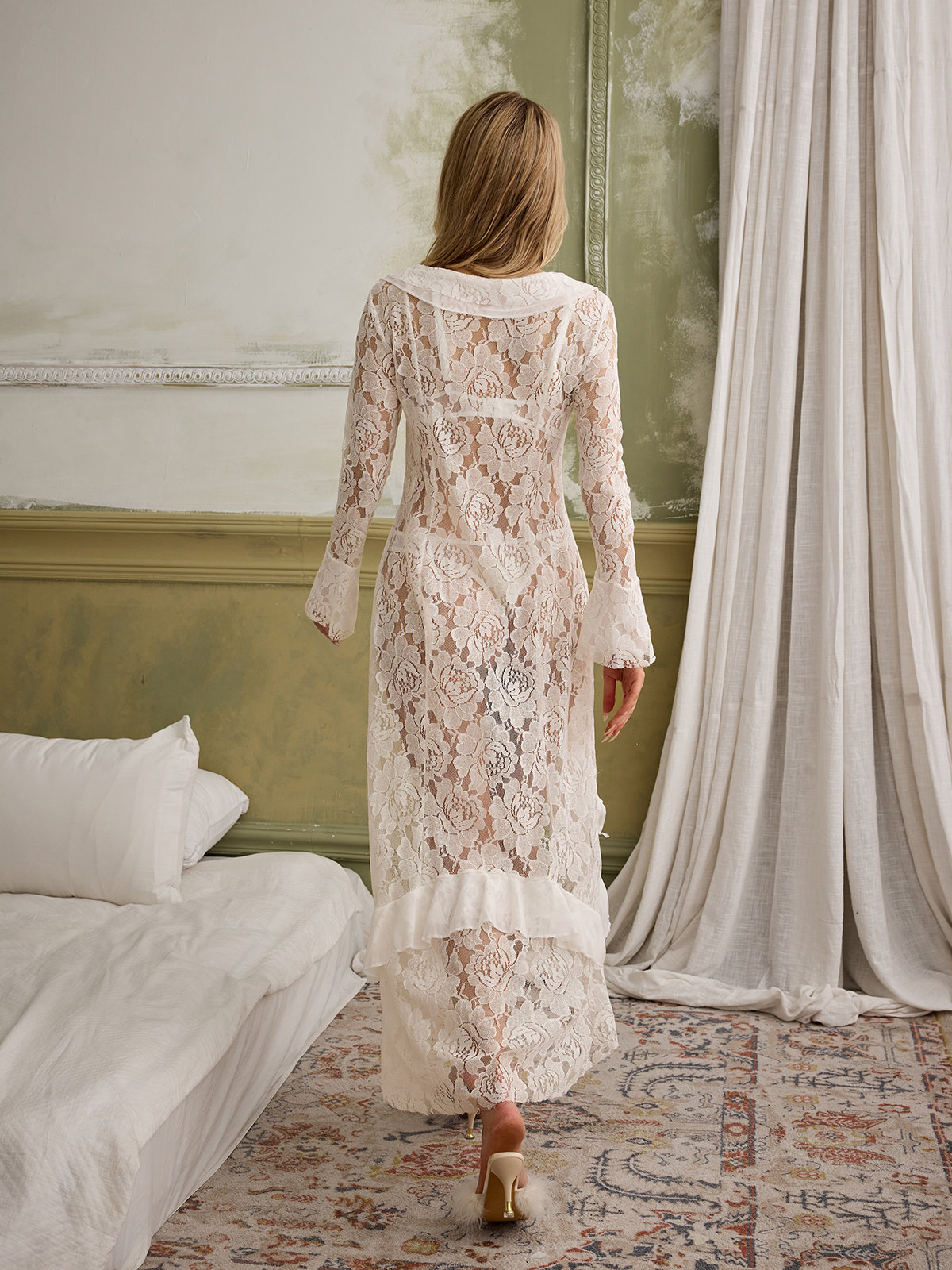 Celine Ruffle Lace Robe