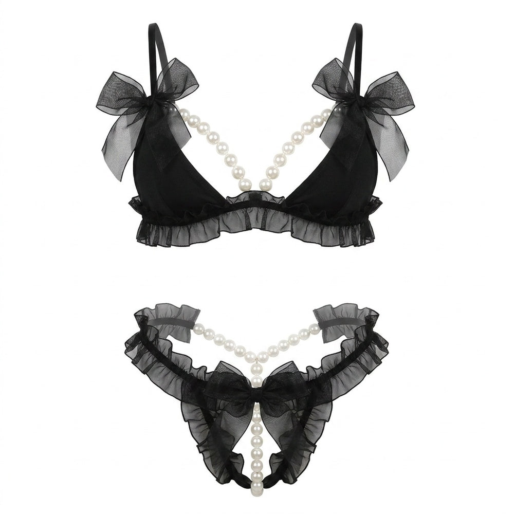 Dani Ruffle Lingerie Set - Black