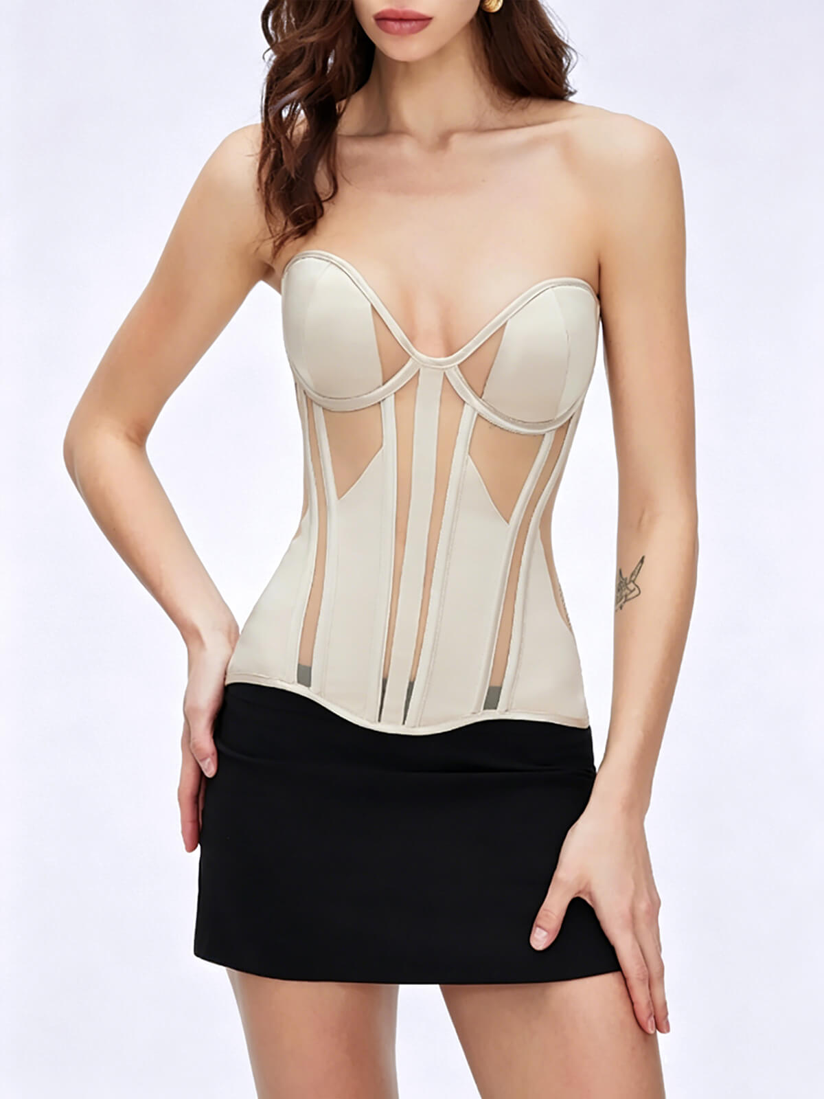 Eloise Satin Corset - Beige