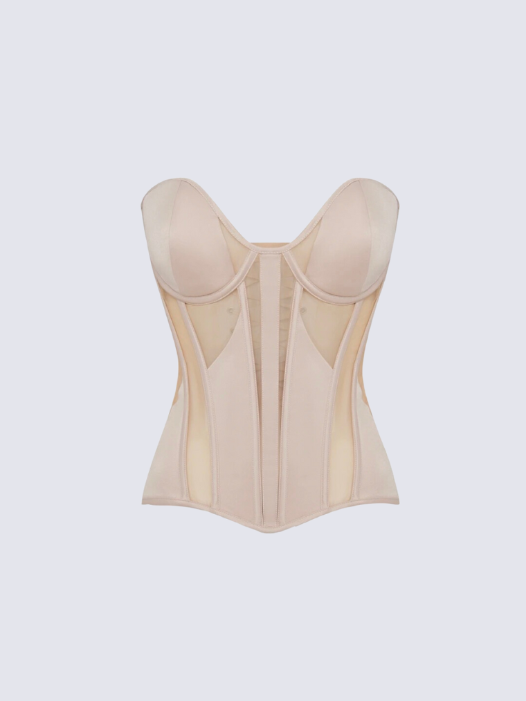 Eloise Satin Corset In Beige