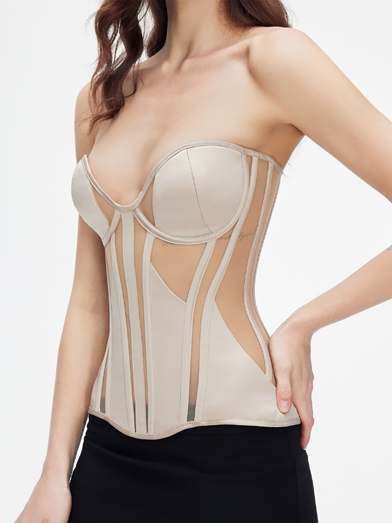 Eloise Satin Corset In Beige