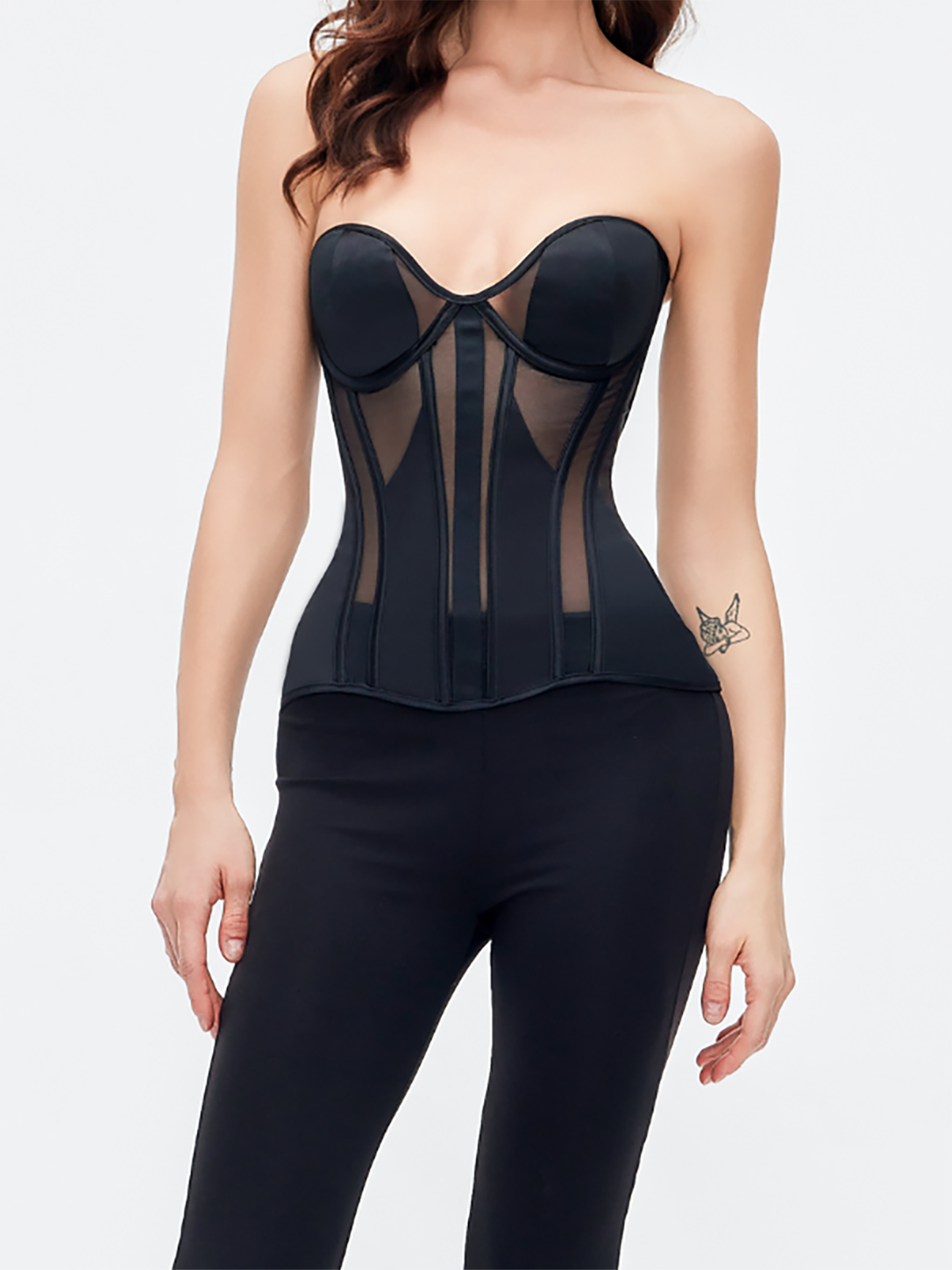 Eloise Satin Corset In Black