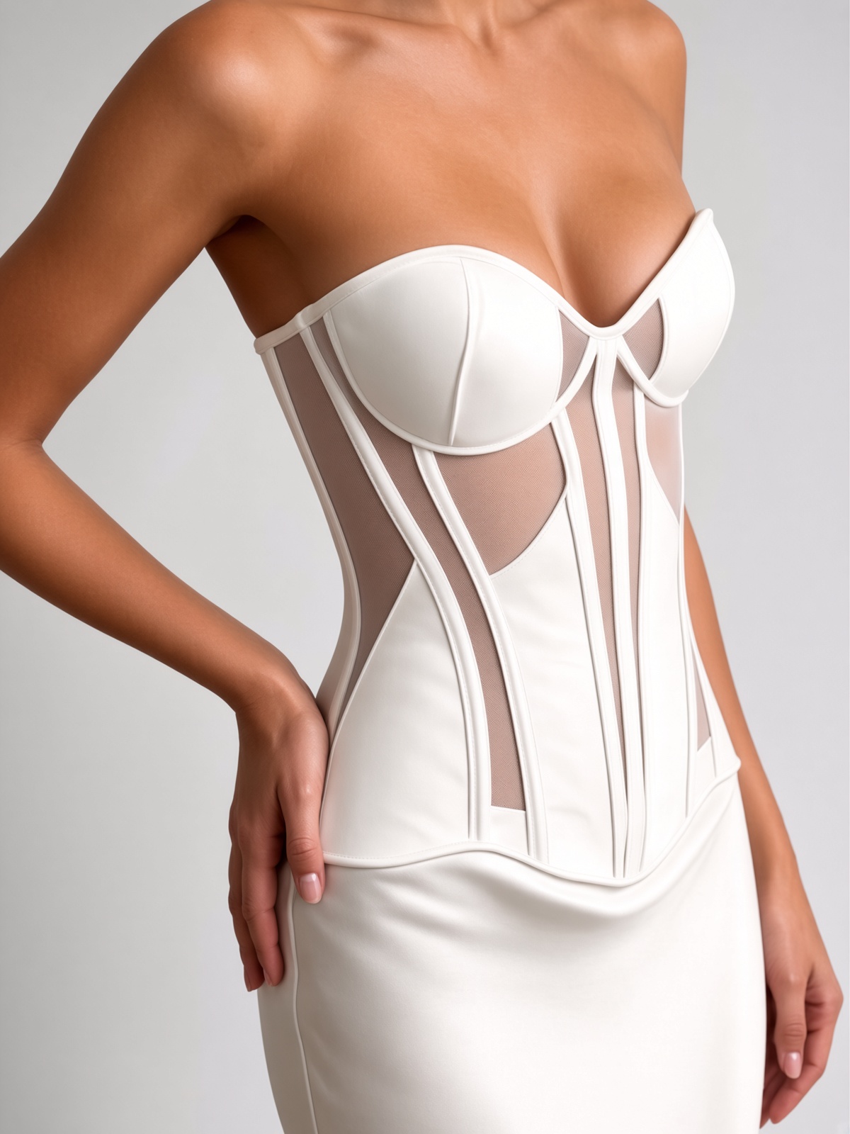 Eloise Satin Corset - Ivory