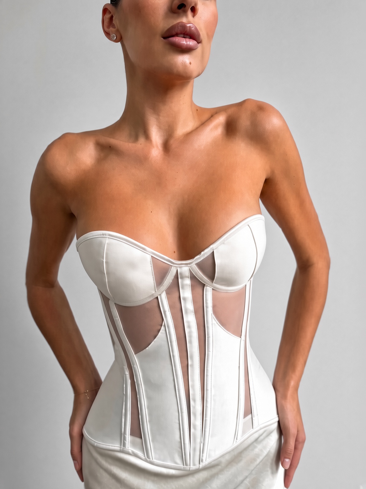 Eloise Satin Corset - Ivory