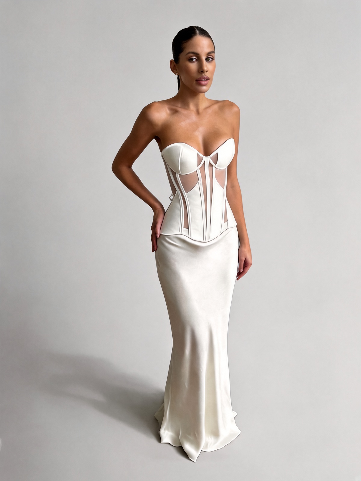 Eloise Satin Corset - Ivory