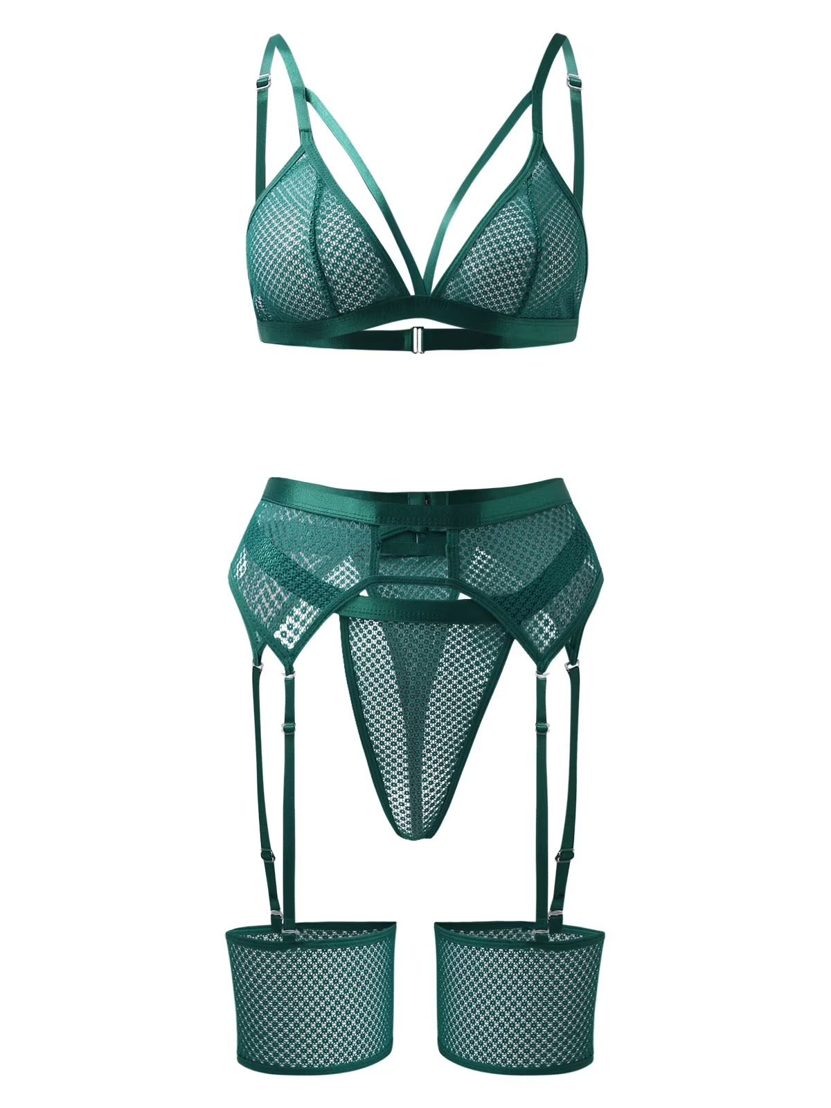 Emilia Houndstooth Lingerie Set - Green