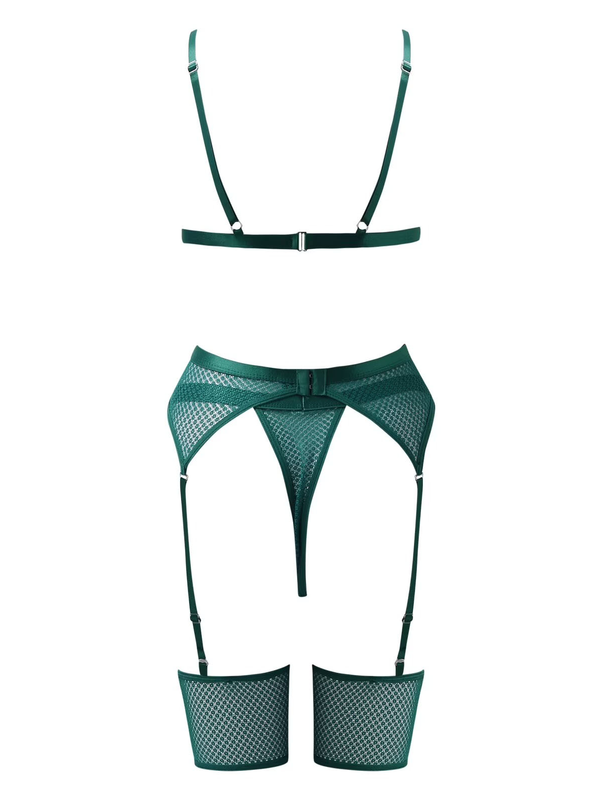 Emilia Houndstooth Lingerie Set - Green