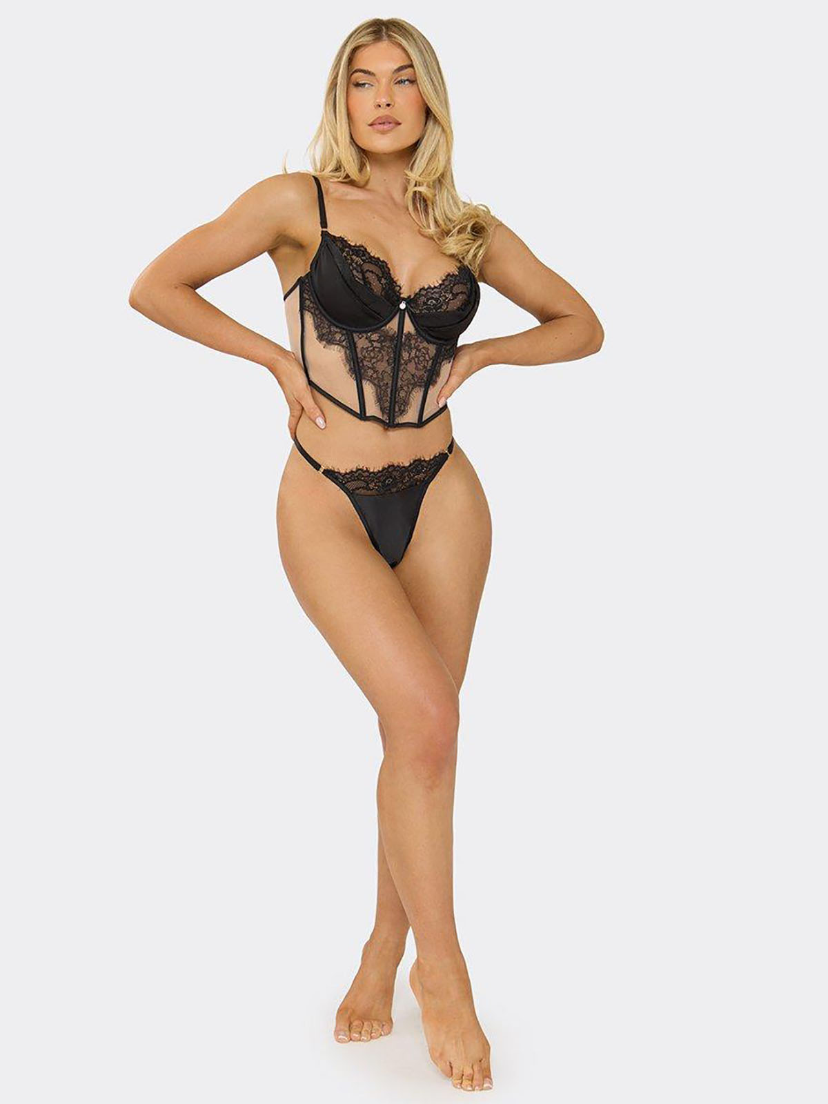 Emily Corset Lingerie Set In Black
