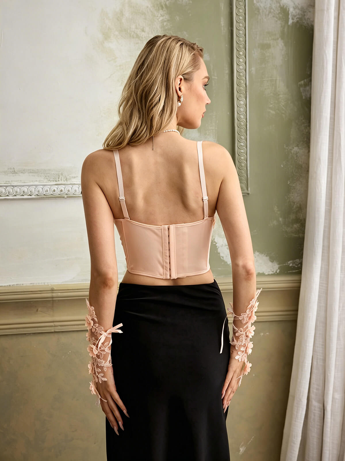 Gemma Flower Bustier In Beige