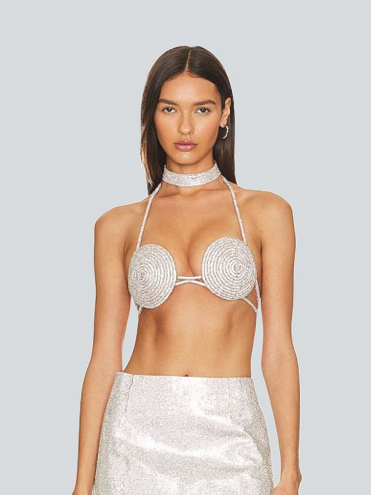 Gia Rhinestone Bra - Silver