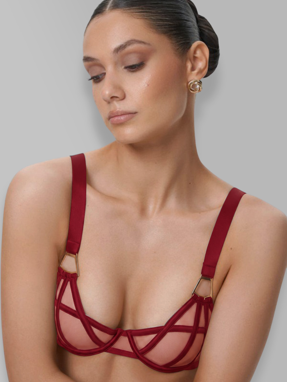 Harper Cage Bra Set - Red