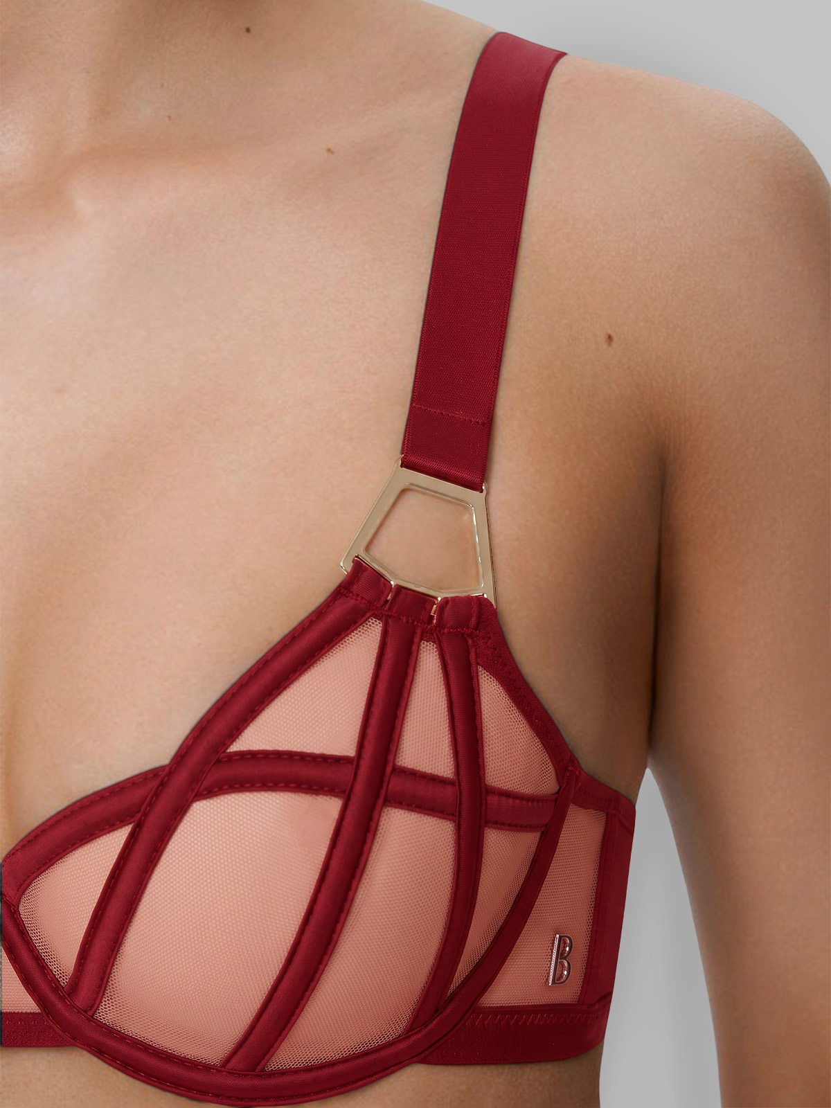 Harper Cage Bra Set - Red