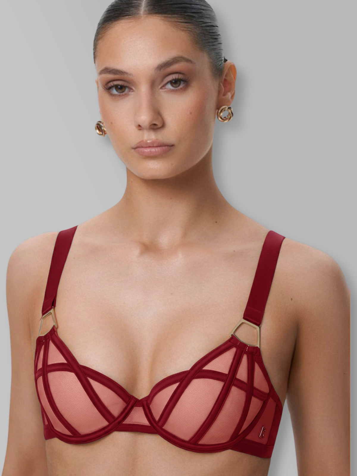 Harper Cage Bra Set - Red