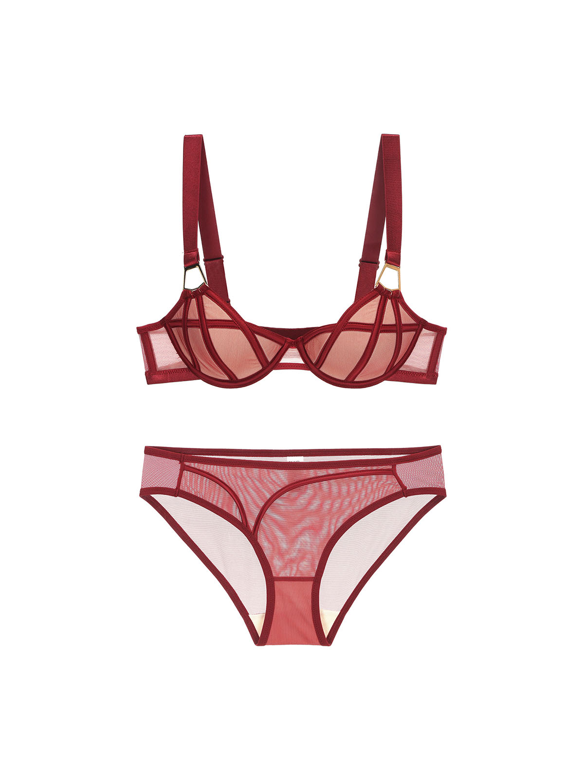 Harper Cage Bra Set - Red