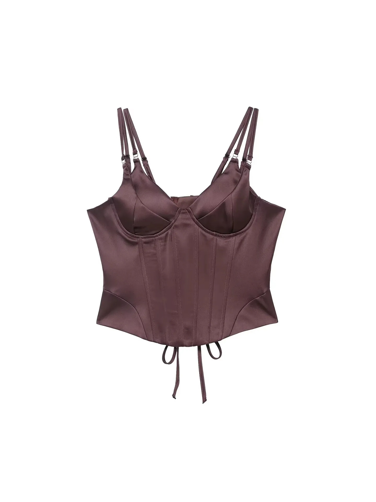 Hayden Satin Corset - Brown