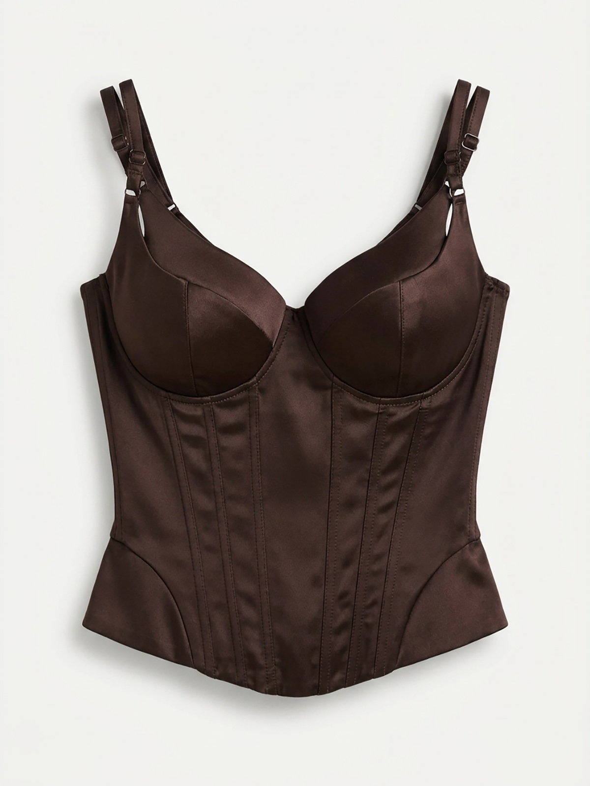 Hayden Satin Corset - Brown