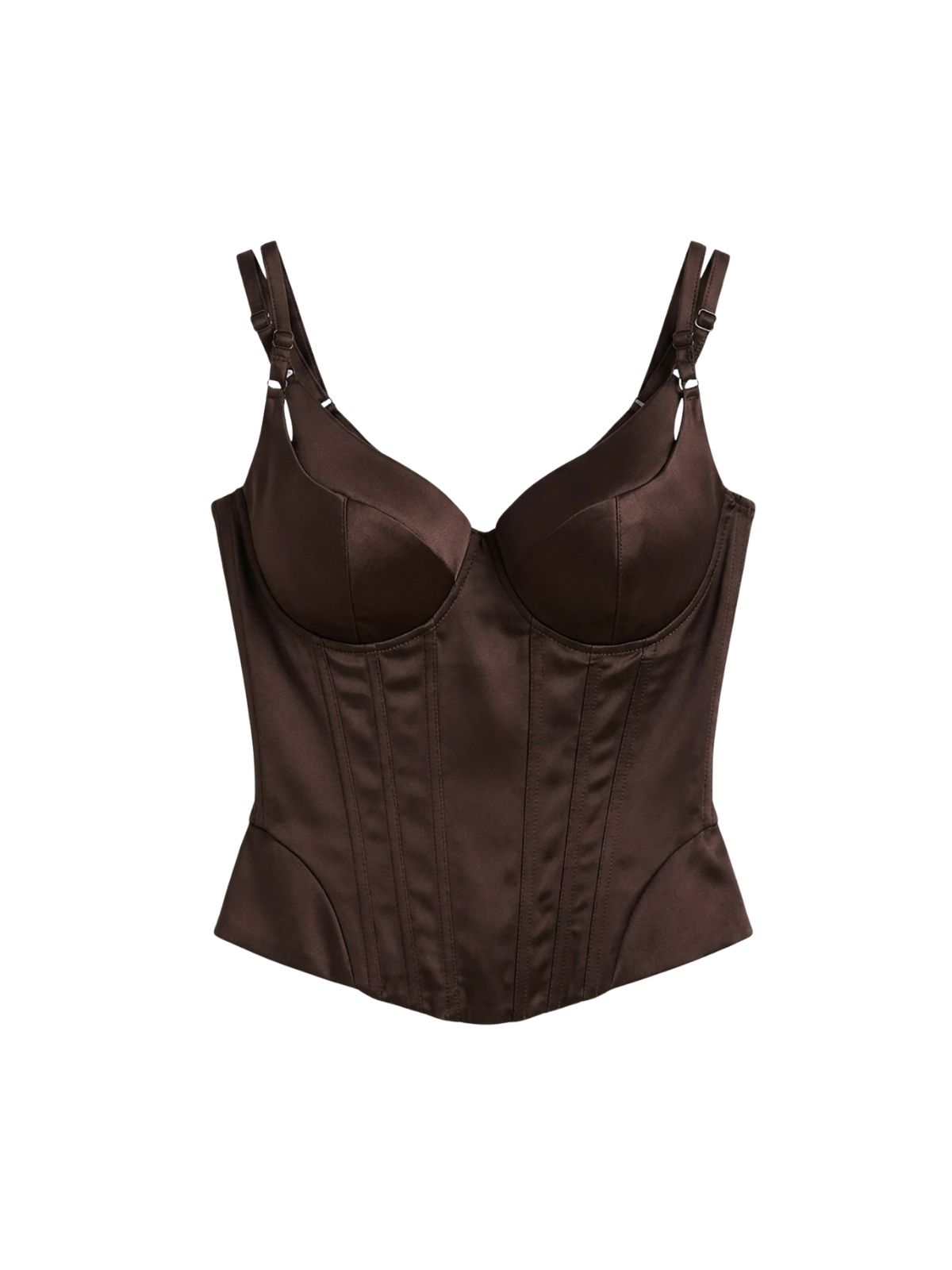 Hayden Satin Corset - Brown