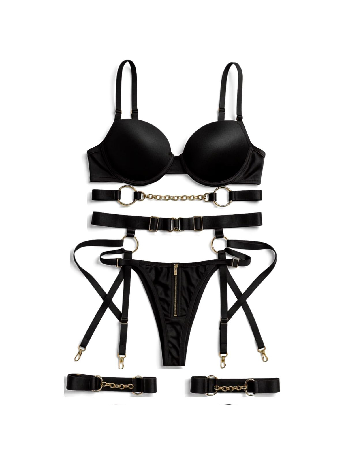 Holly Chain Lingerie Set - Black