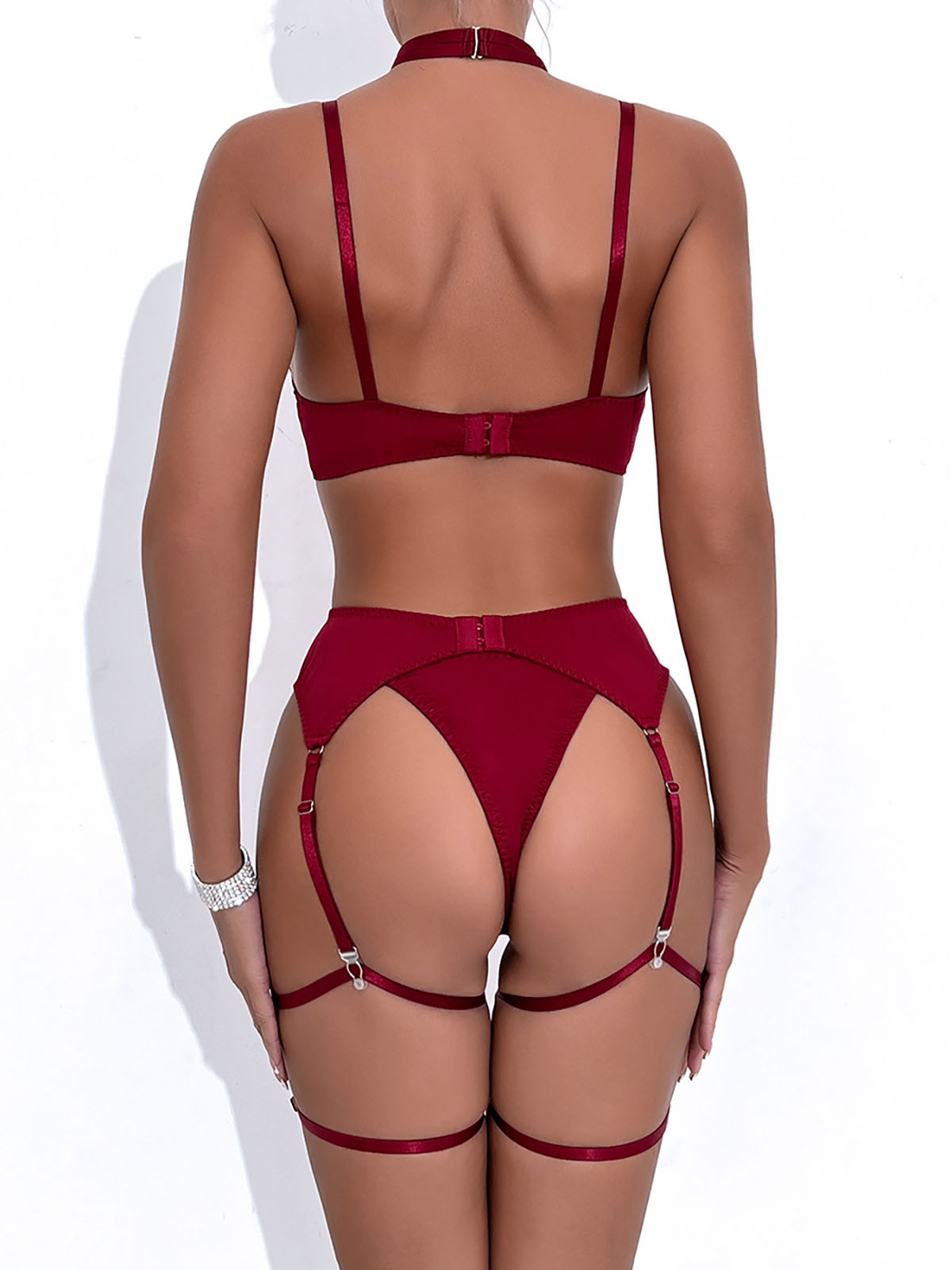 Isabella Bow Lingerie Set In Burgendy