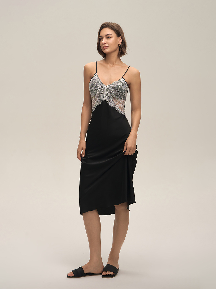 Jade Lace Splicing Slip Dress