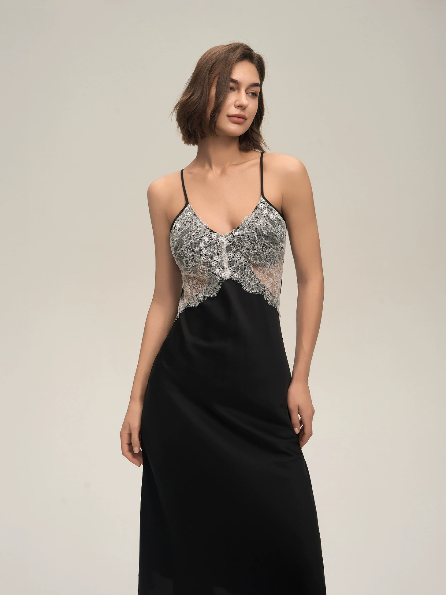 Jade Lace Splicing Slip Dress