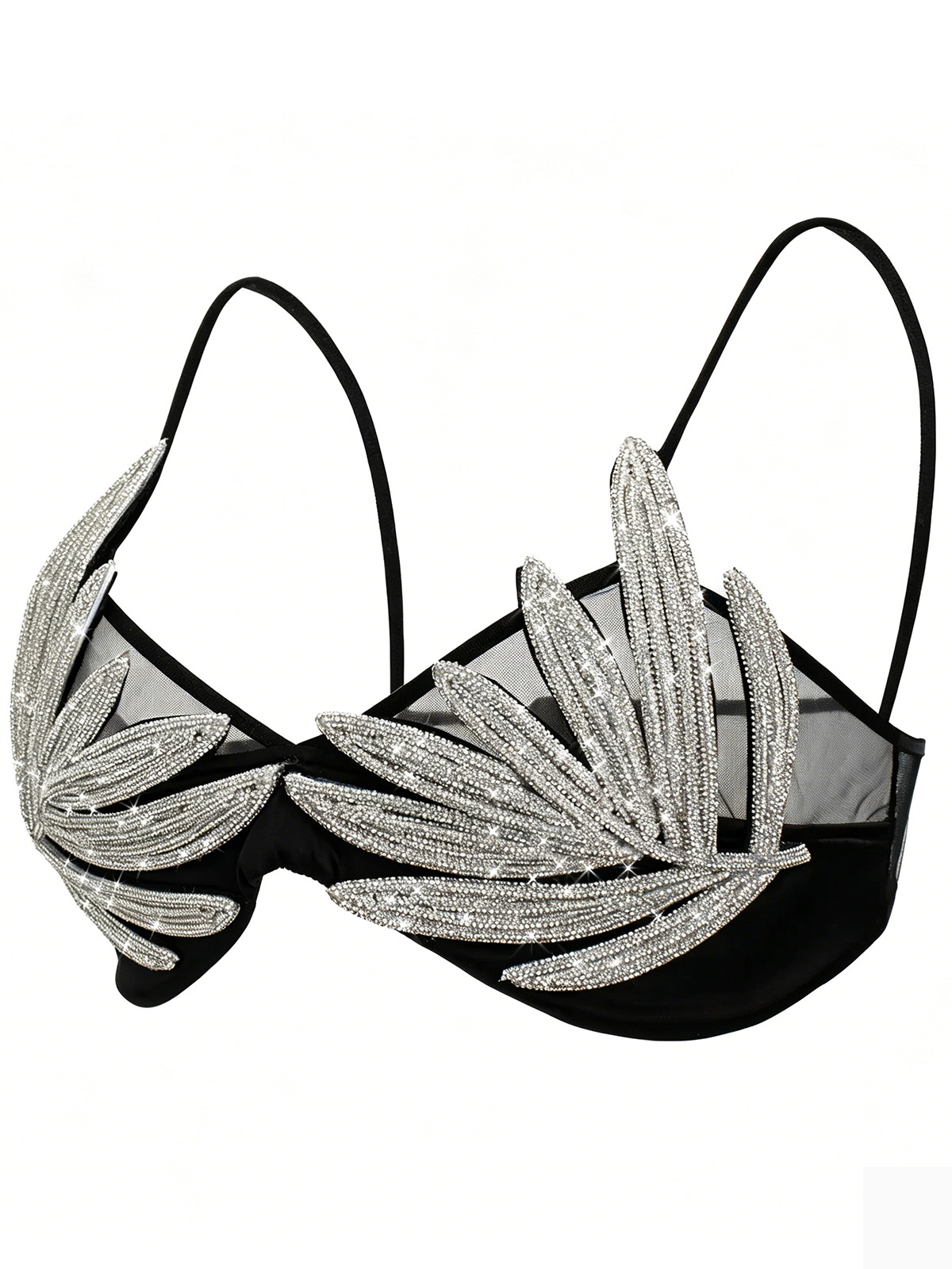 Leila Rhinestone Bra - Black