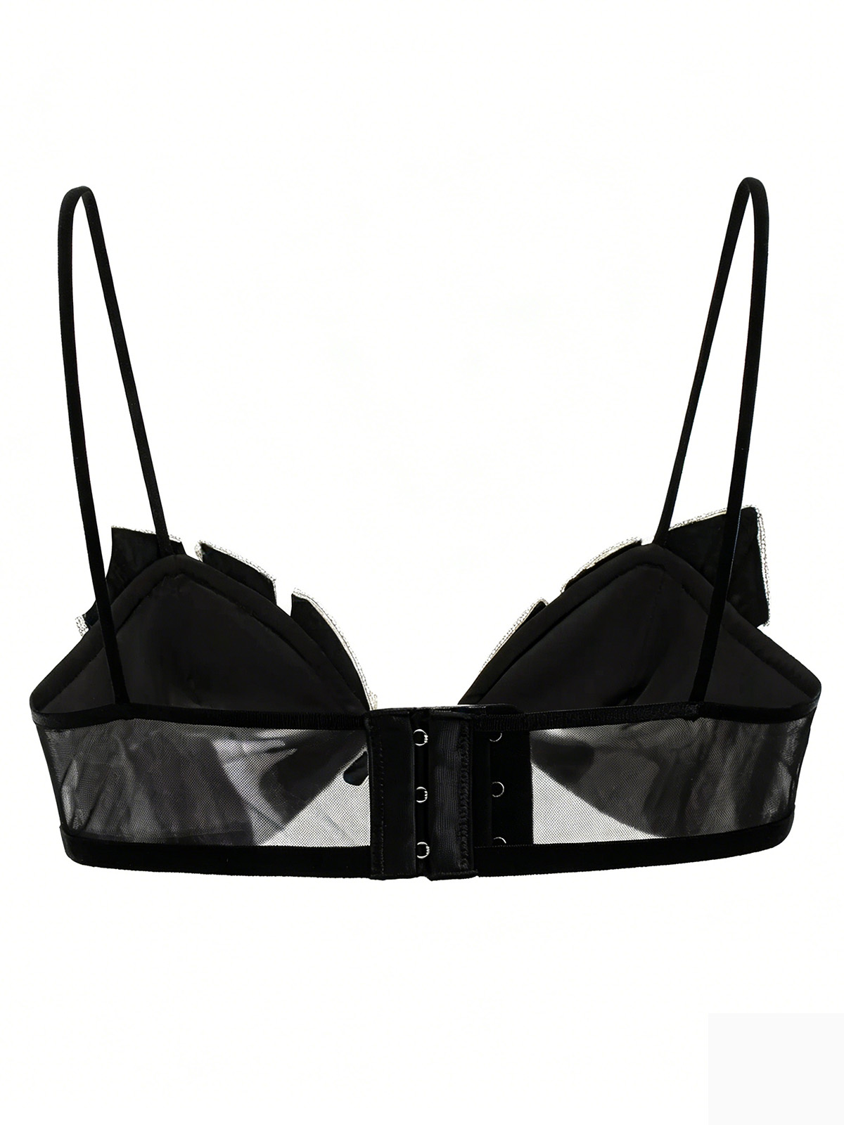 Leila Rhinestone Bra - Black