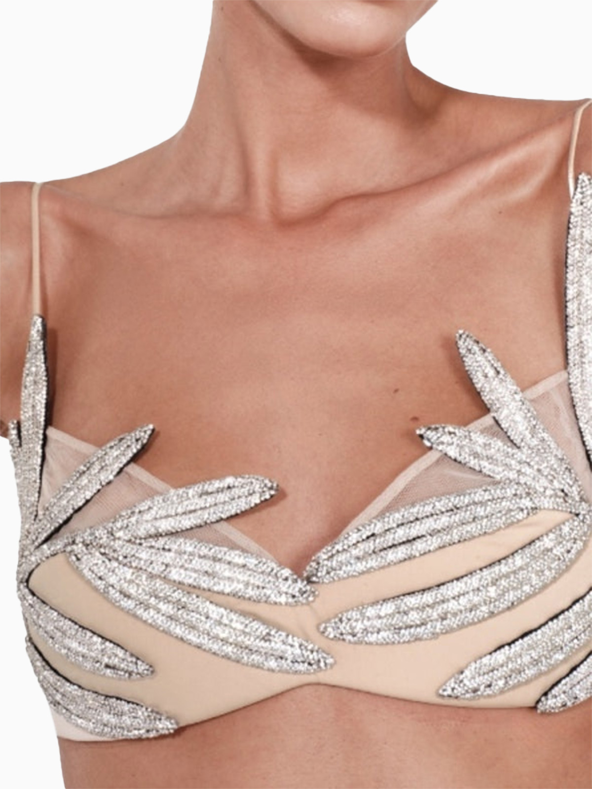 Leila Rhinestone Bra - Silver