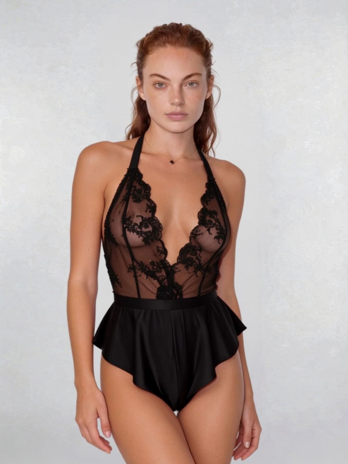 Lillian Crotchless Teddy - Black