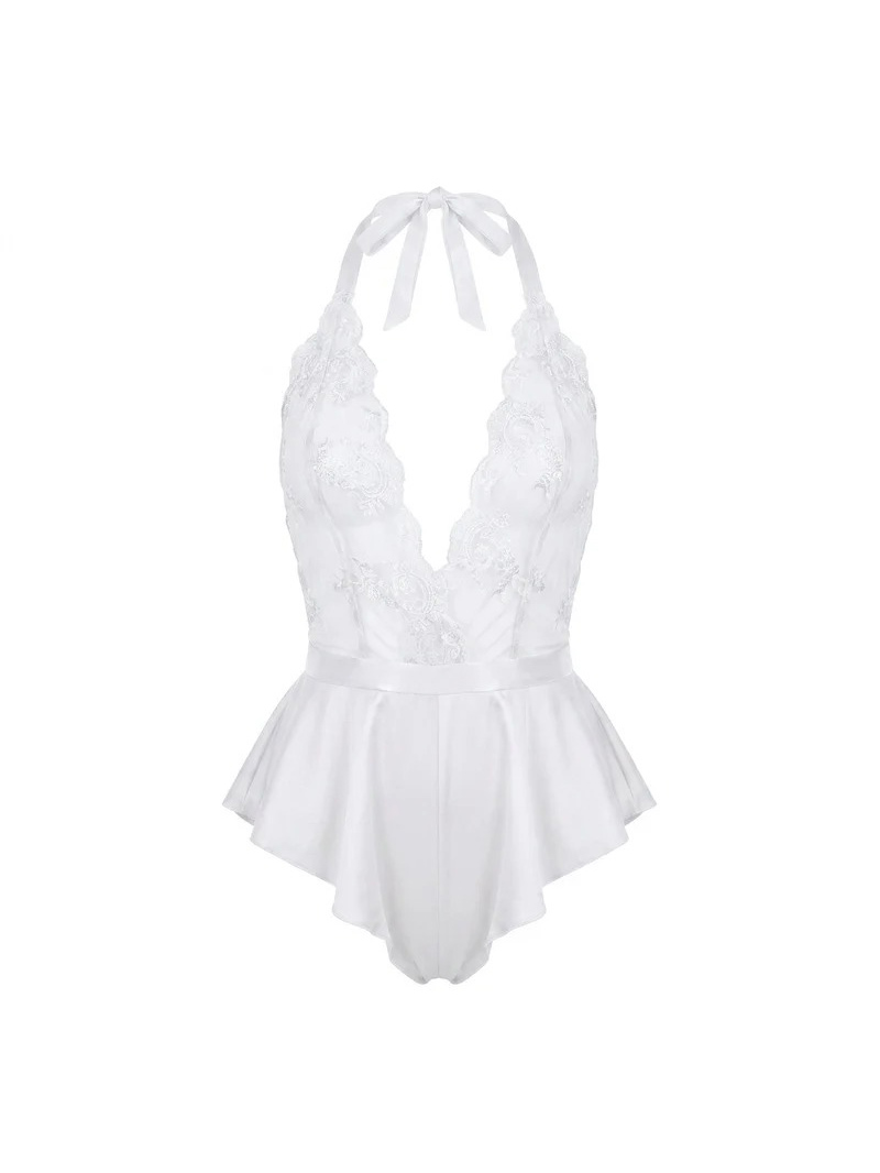 Lillian Crotchless Teddy - White