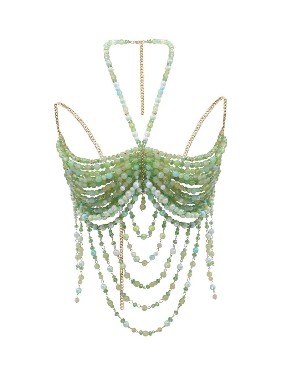 Maia Beaded Top - Lime