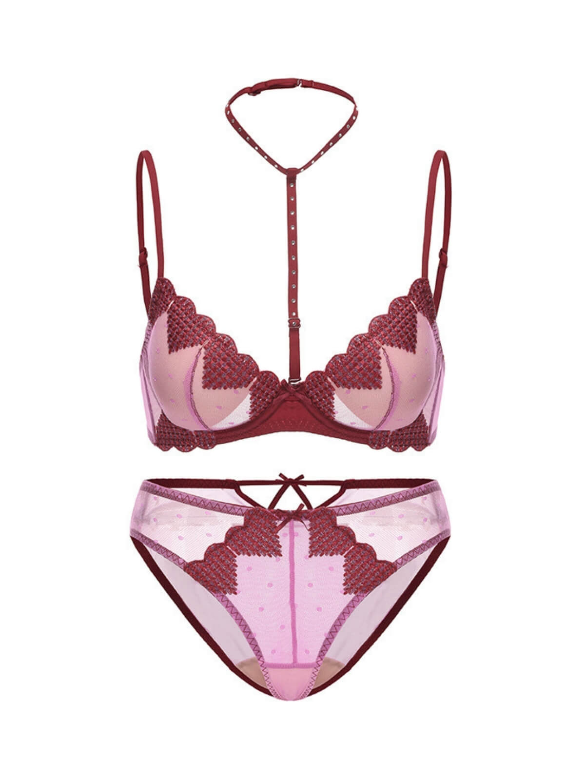 Miracle Heart Bra Set - Red