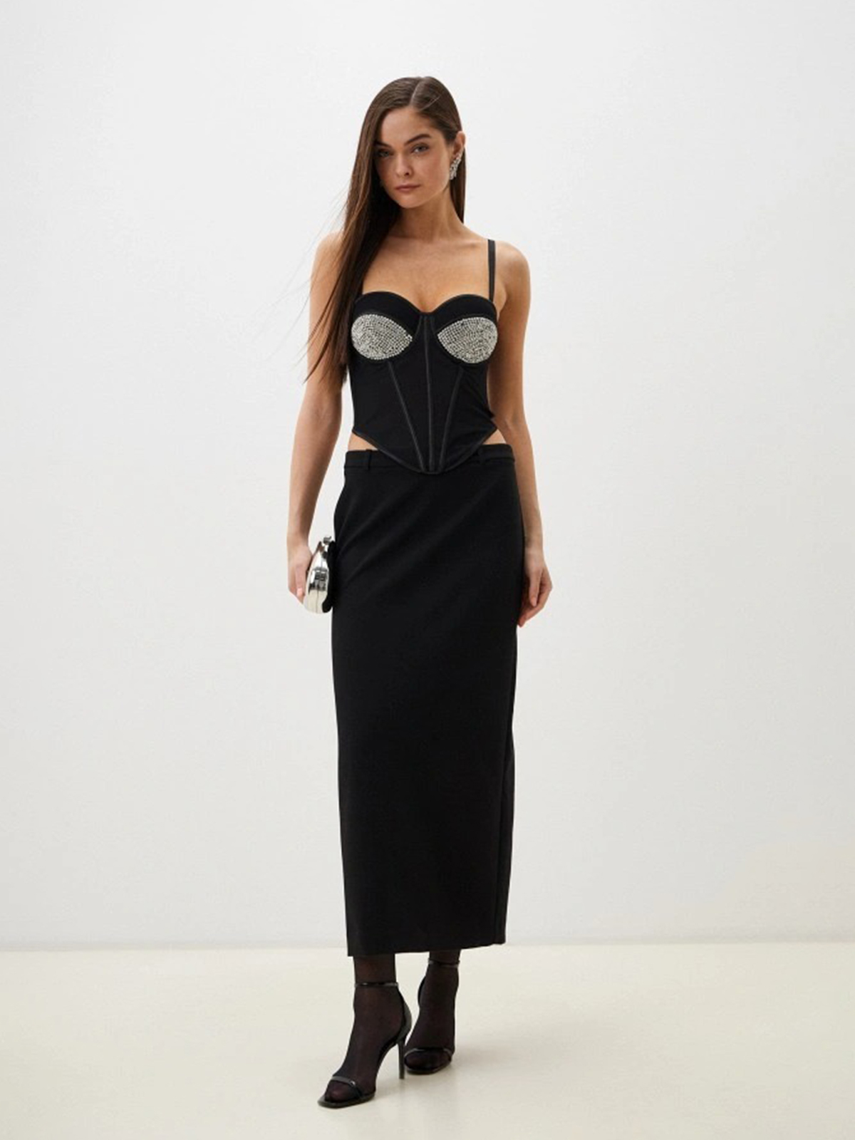 Morgan Rhinestone Bustier - Black