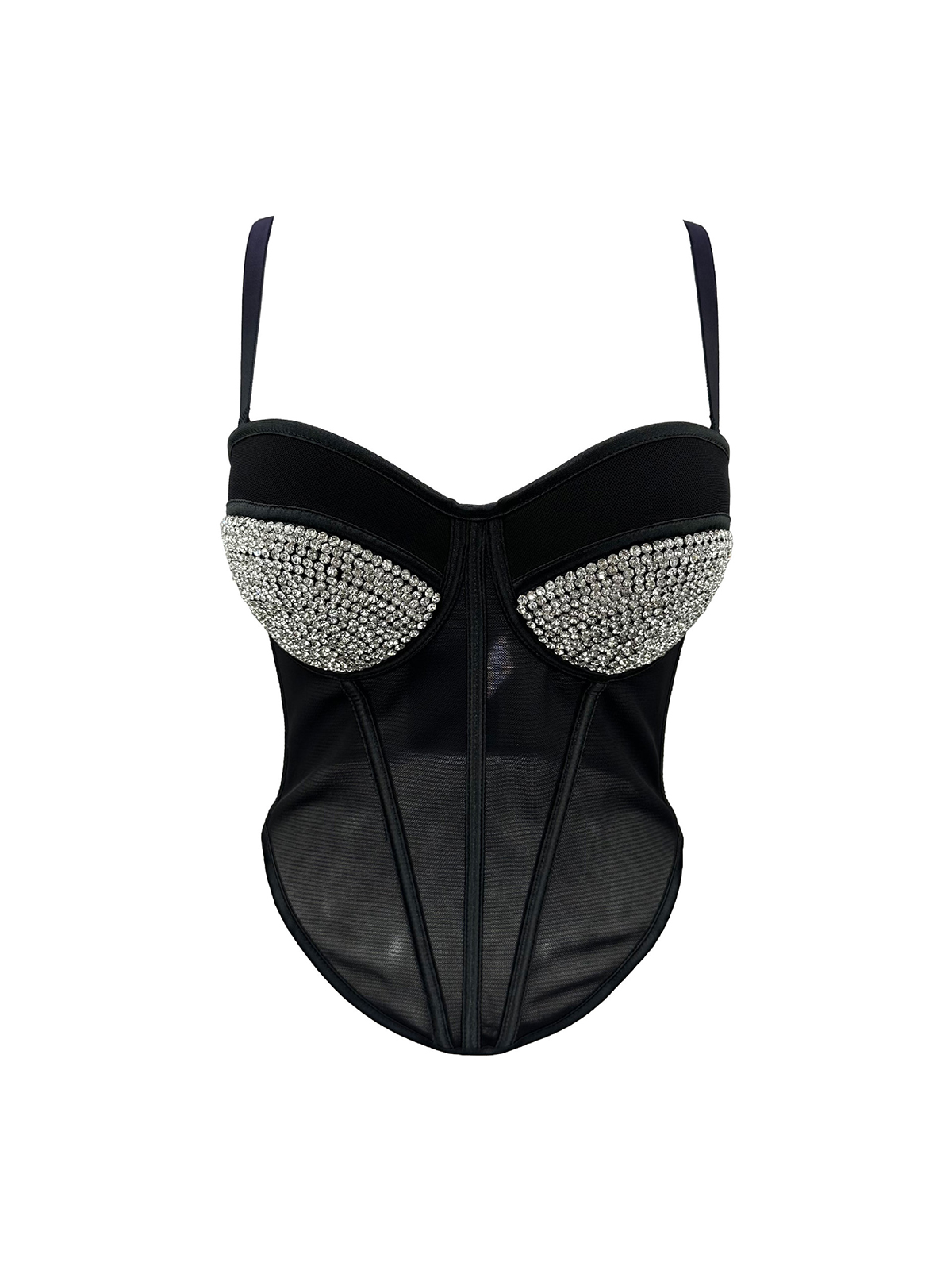 Morgan Rhinestone Bustier - Black