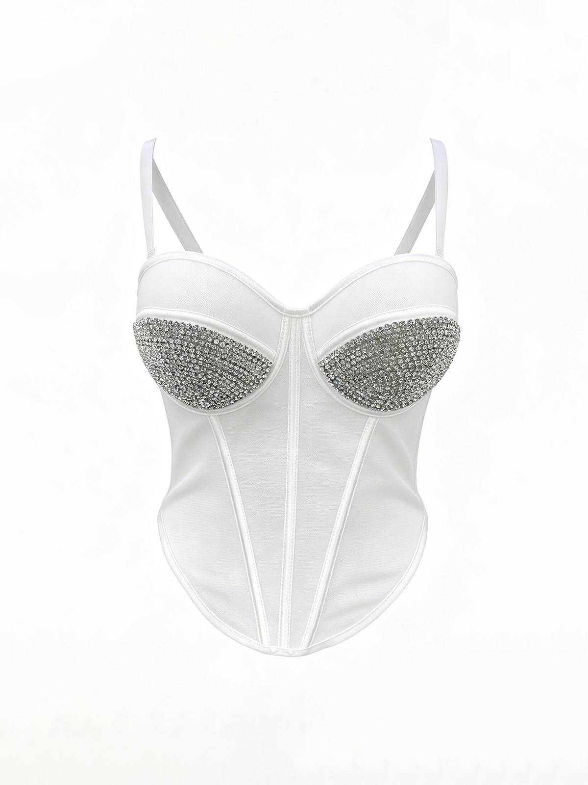 Morgan Rhinestone Bustier - White