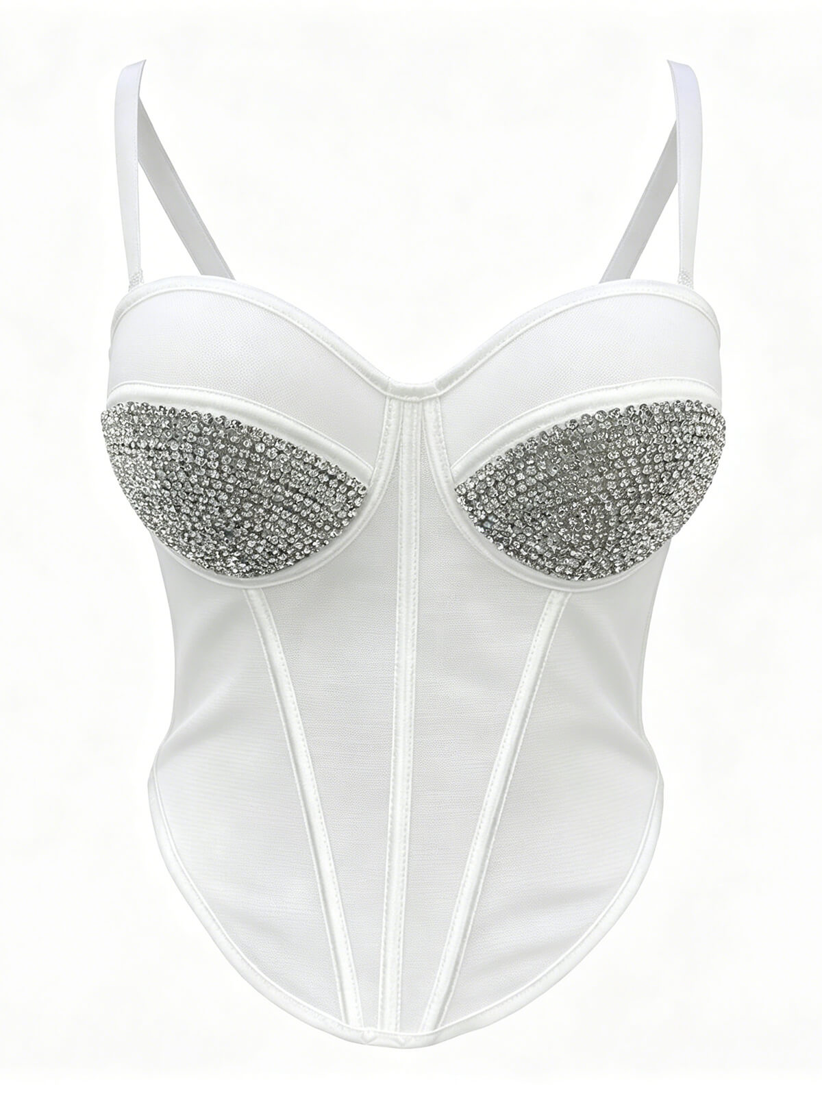 Morgan Rhinestone Bustier - White