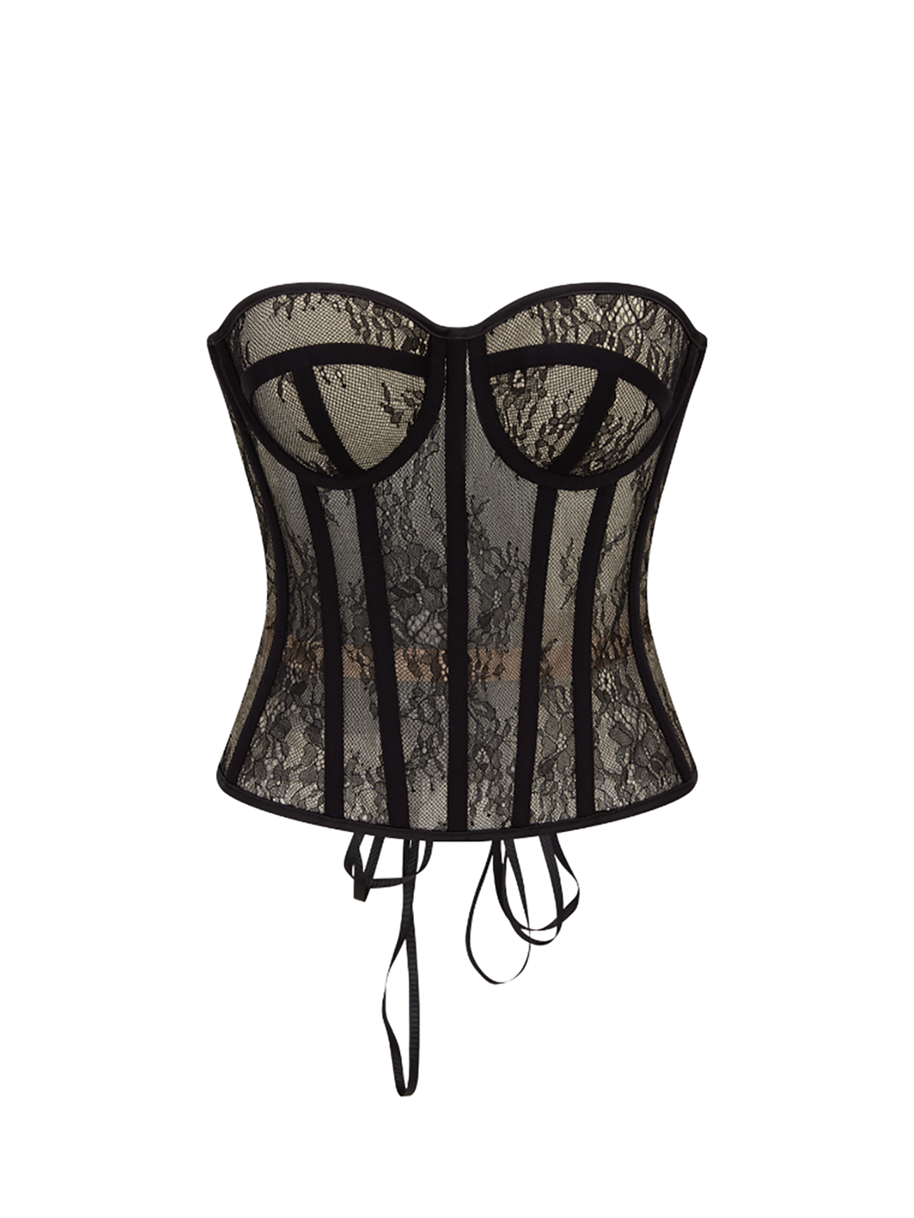 Paisley Cage Lace Corset In Black
