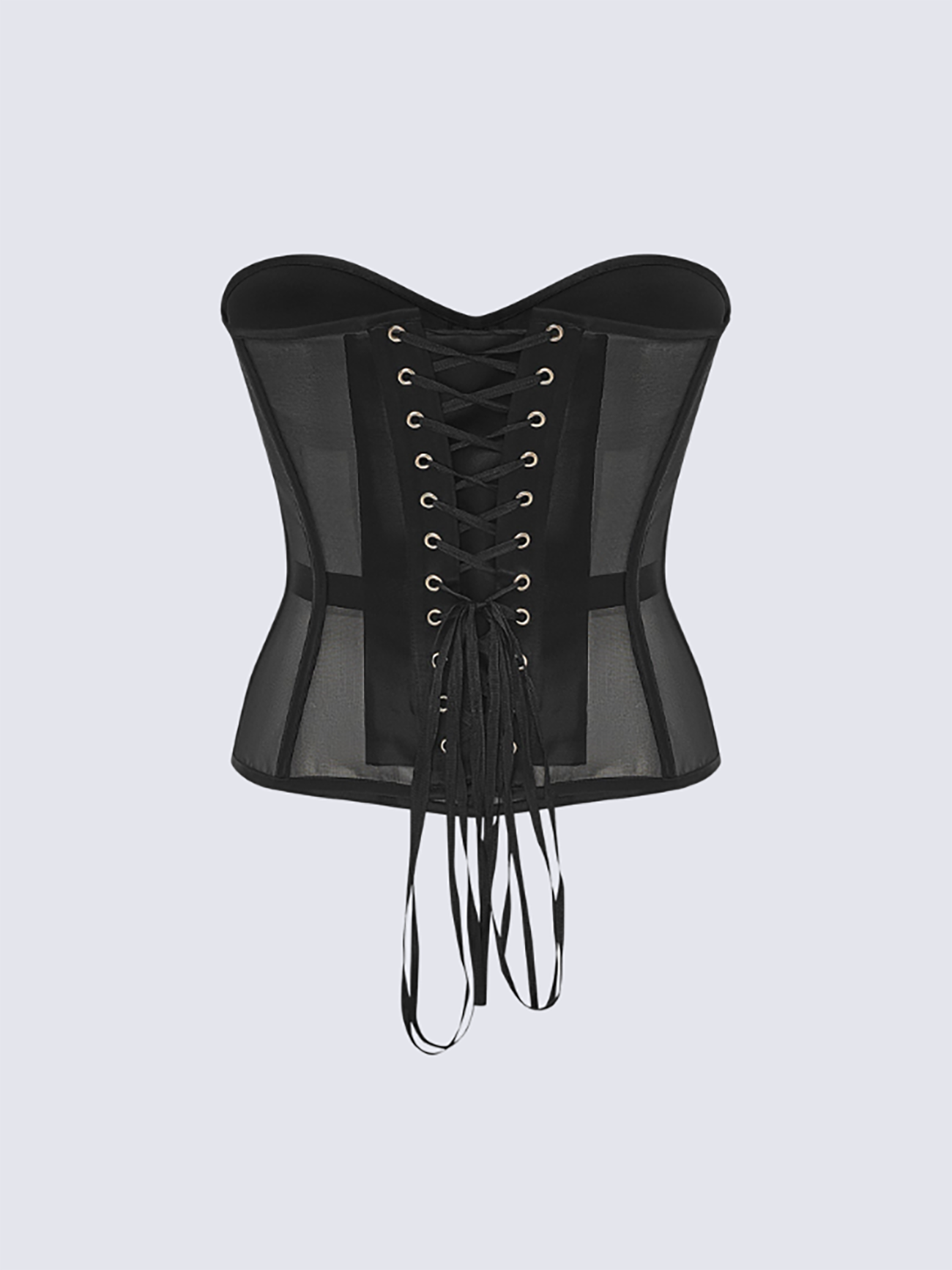 Paisley Satin Corset In Black
