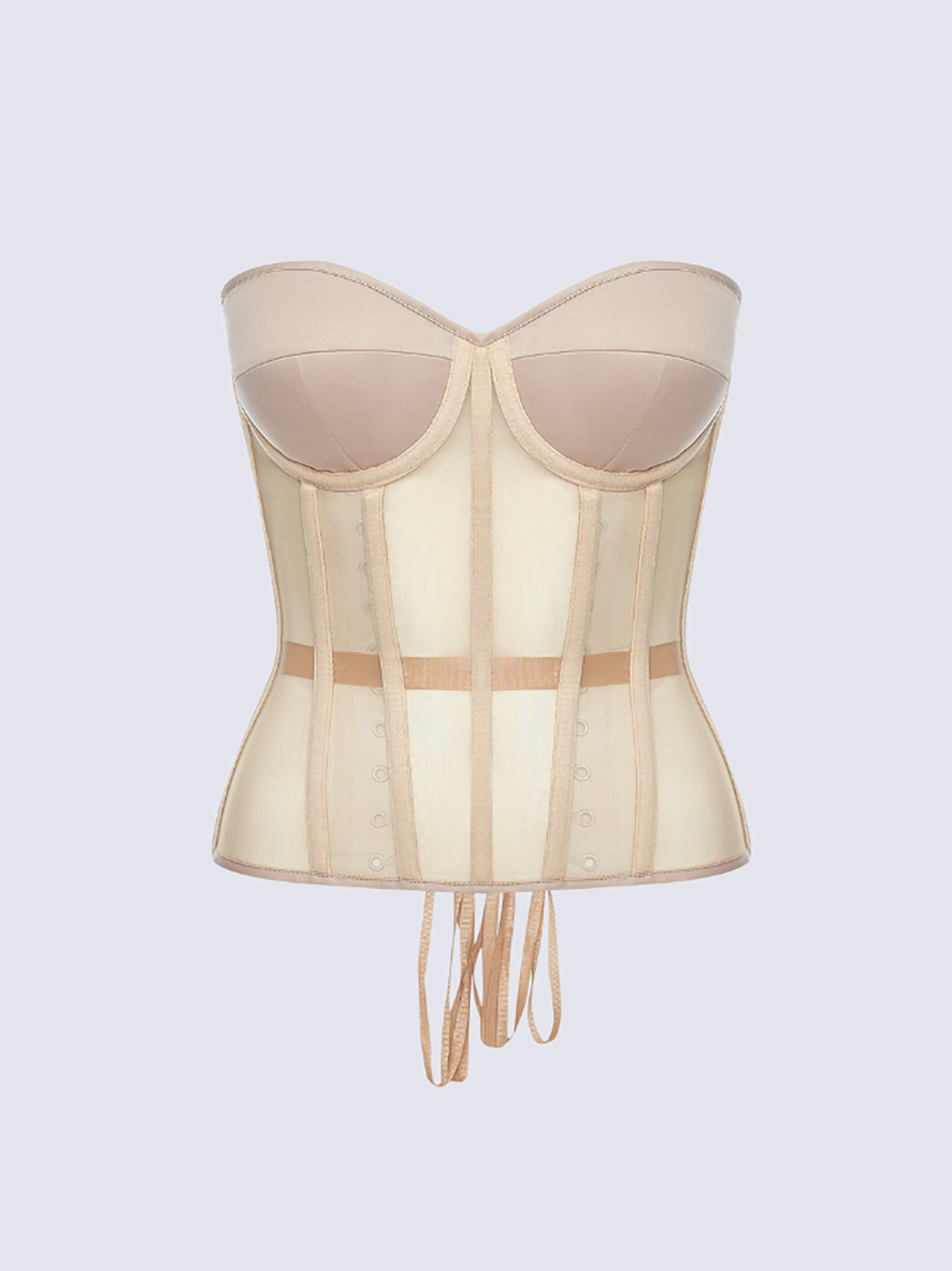 Paisley Satin Corset In Champagne