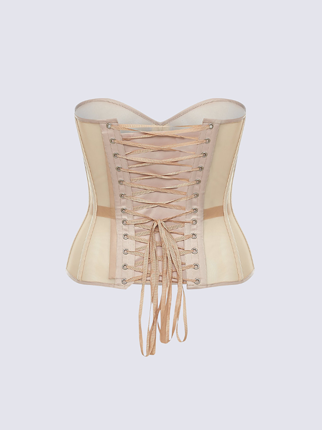 Paisley Satin Corset In Champagne
