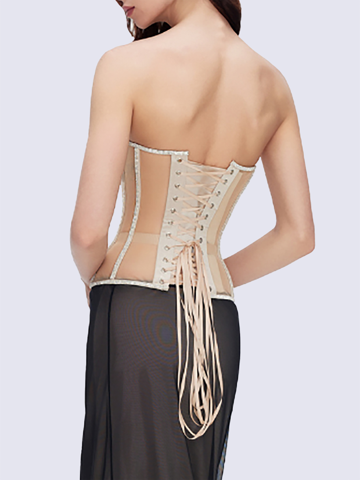 Paisley Rhinestone Corset - Beige