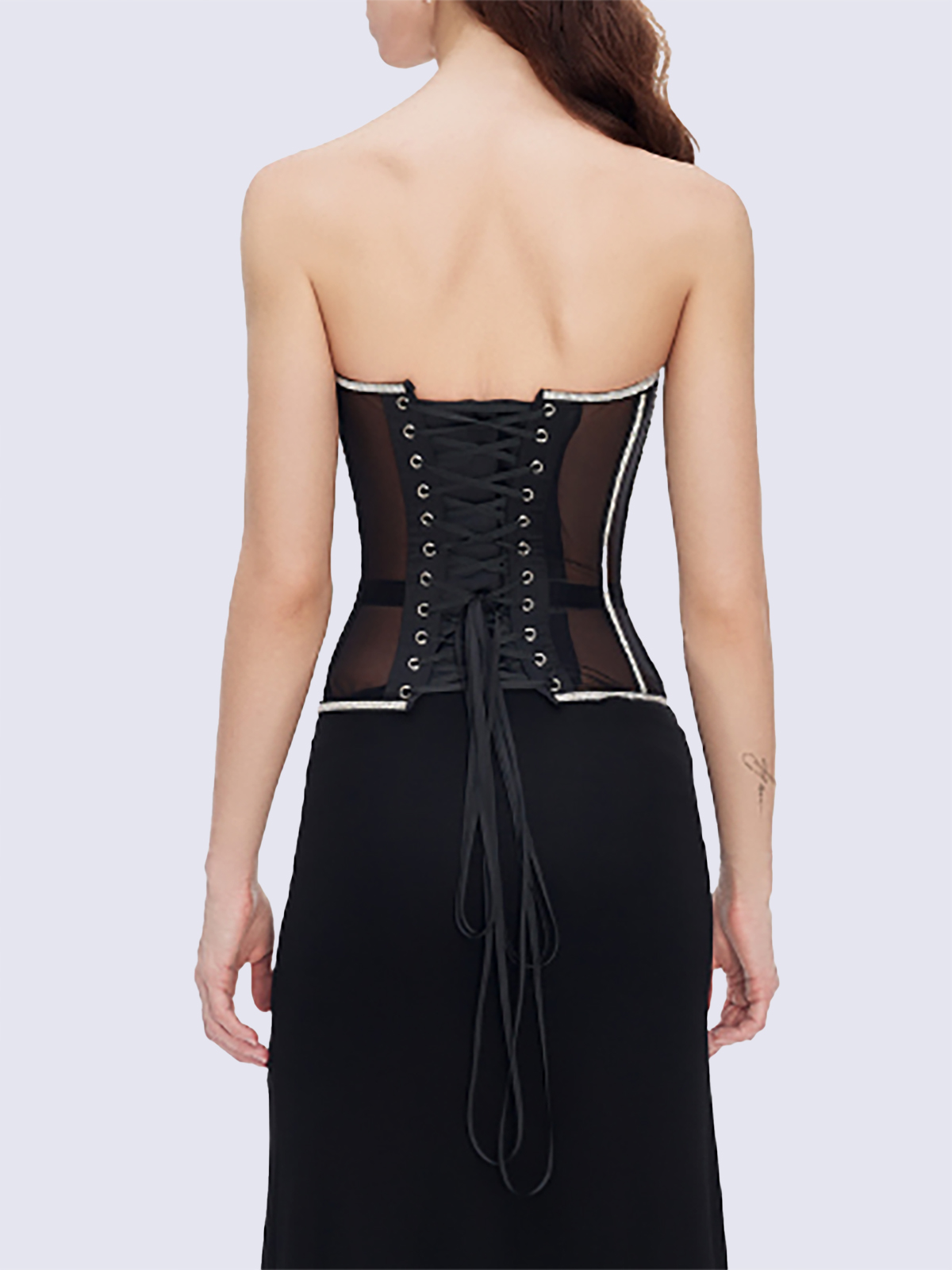 Paisley Rhinestone Corset - Black