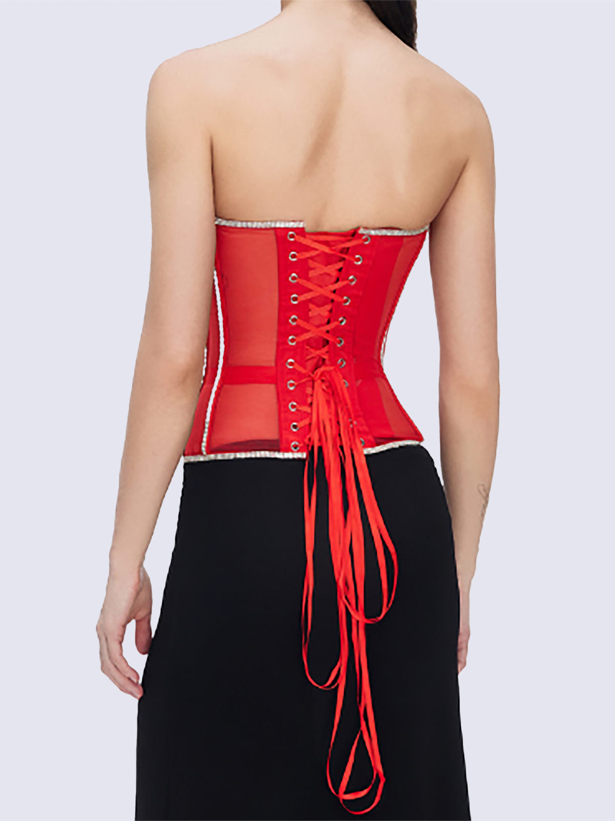 Paisley Rhinestone Corset - Red