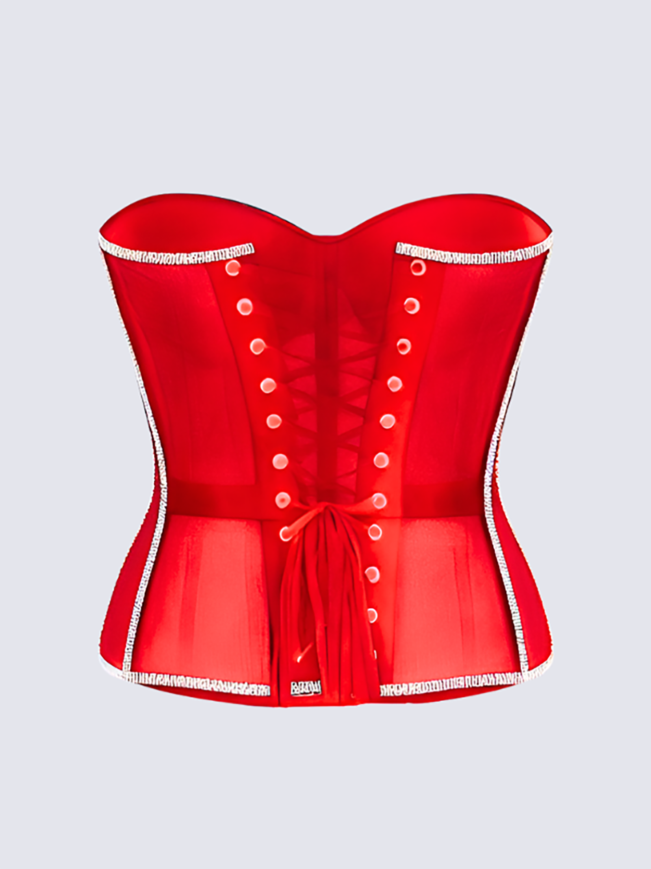 Paisley Rhinestone Satin Corset In Red