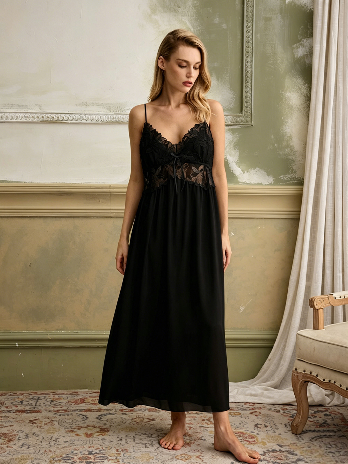 Palmer Grecian Dress In Black