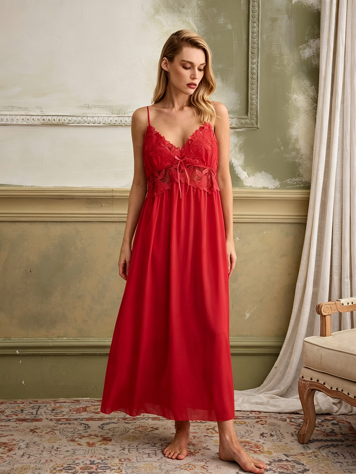 Palmer Grecian Dress In Red
