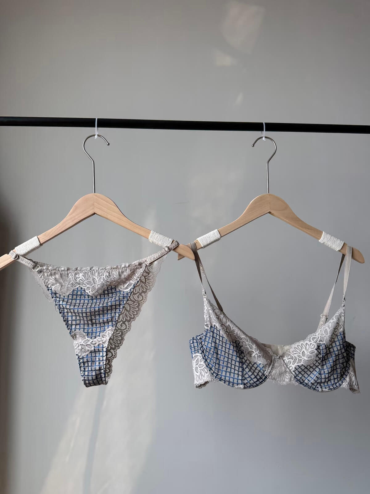 Parker Grid Lingerie Set - Grey